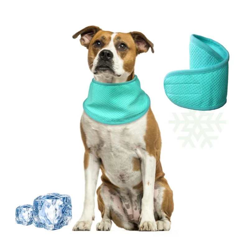 Summer Cooling Bandana for Dog Super Absorbent Ice Towel Collar Adjustable Pet Heatstroke Prevention Scarf for Walking Sleeping