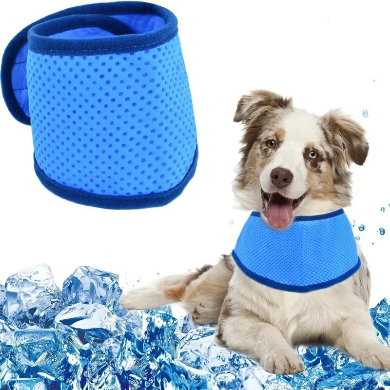 Summer Cooling Bandana for Dog Super Absorbent Ice Towel Collar Adjustable Pet Heatstroke Prevention Scarf for Walking Sleeping